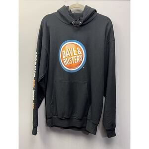 Dave And Buster’s Hoodie Mens‎ Large Eat Drink Play Watch Sports Black Pullover